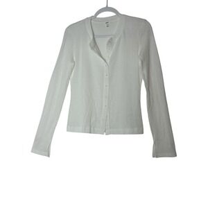 Aerie‎ Top Women's Medium White Long Sleeve Button Up cozy Stretch Outdoor